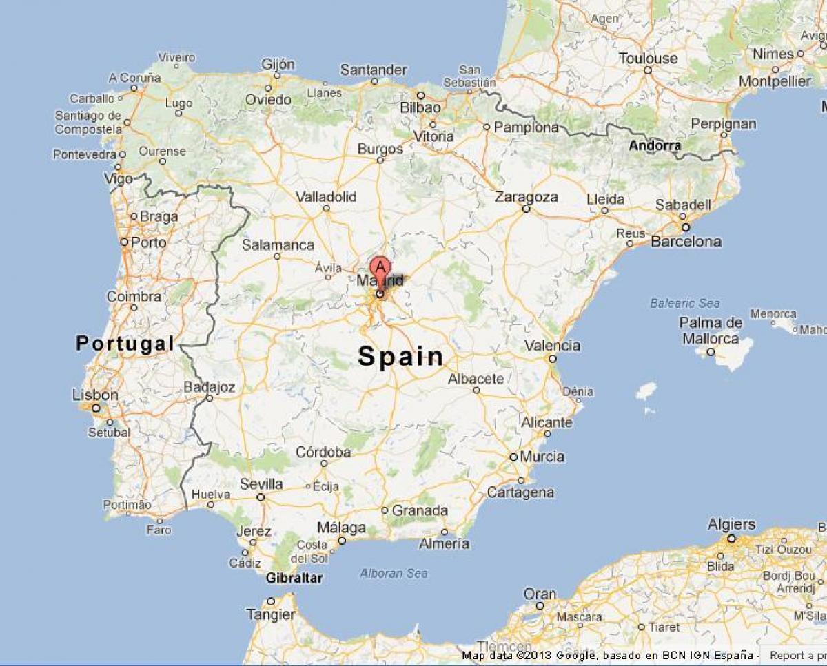 Karte von Spanien zeigt, Madrid