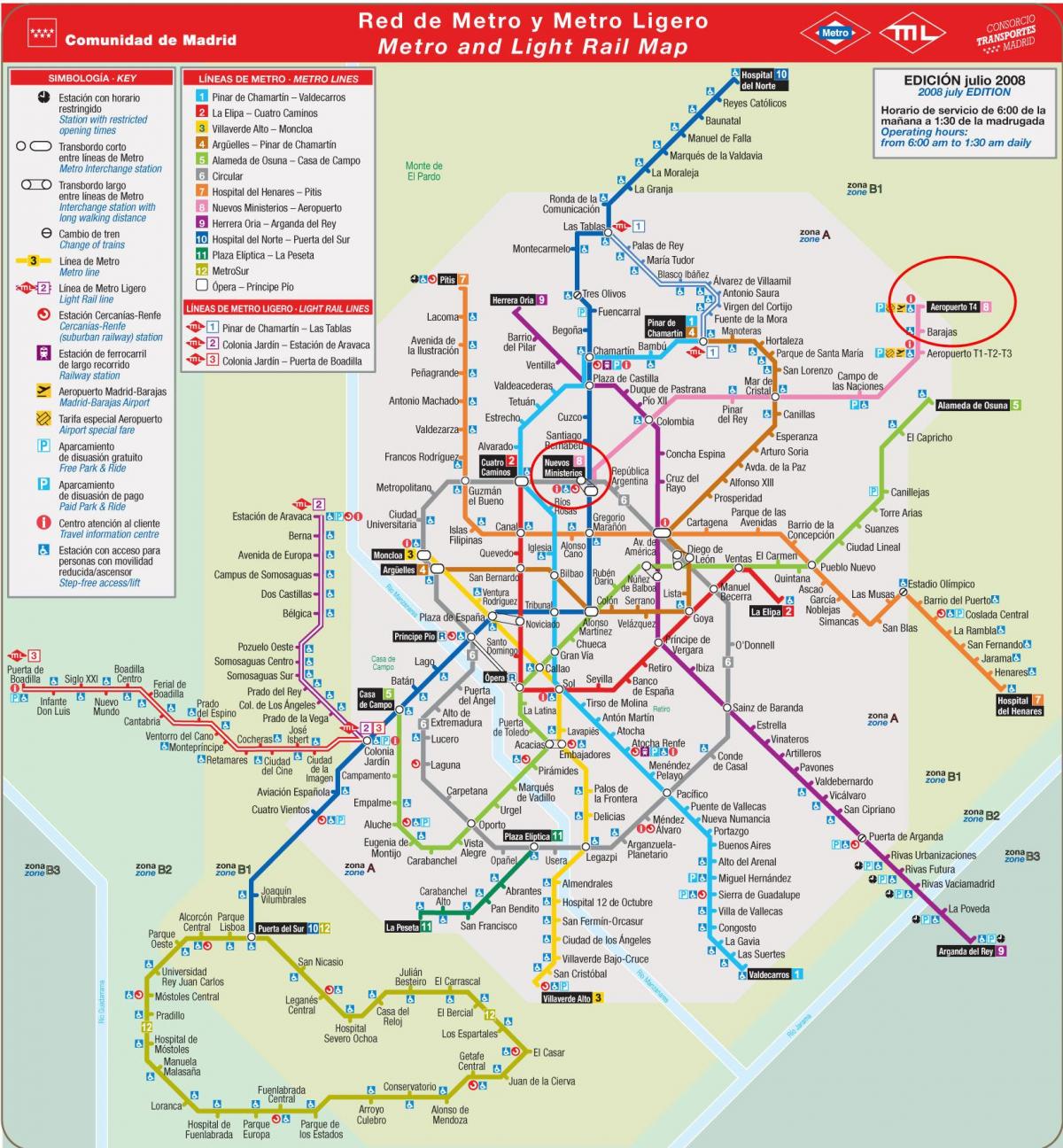 Madrid U-Bahn-Karte Flughafen