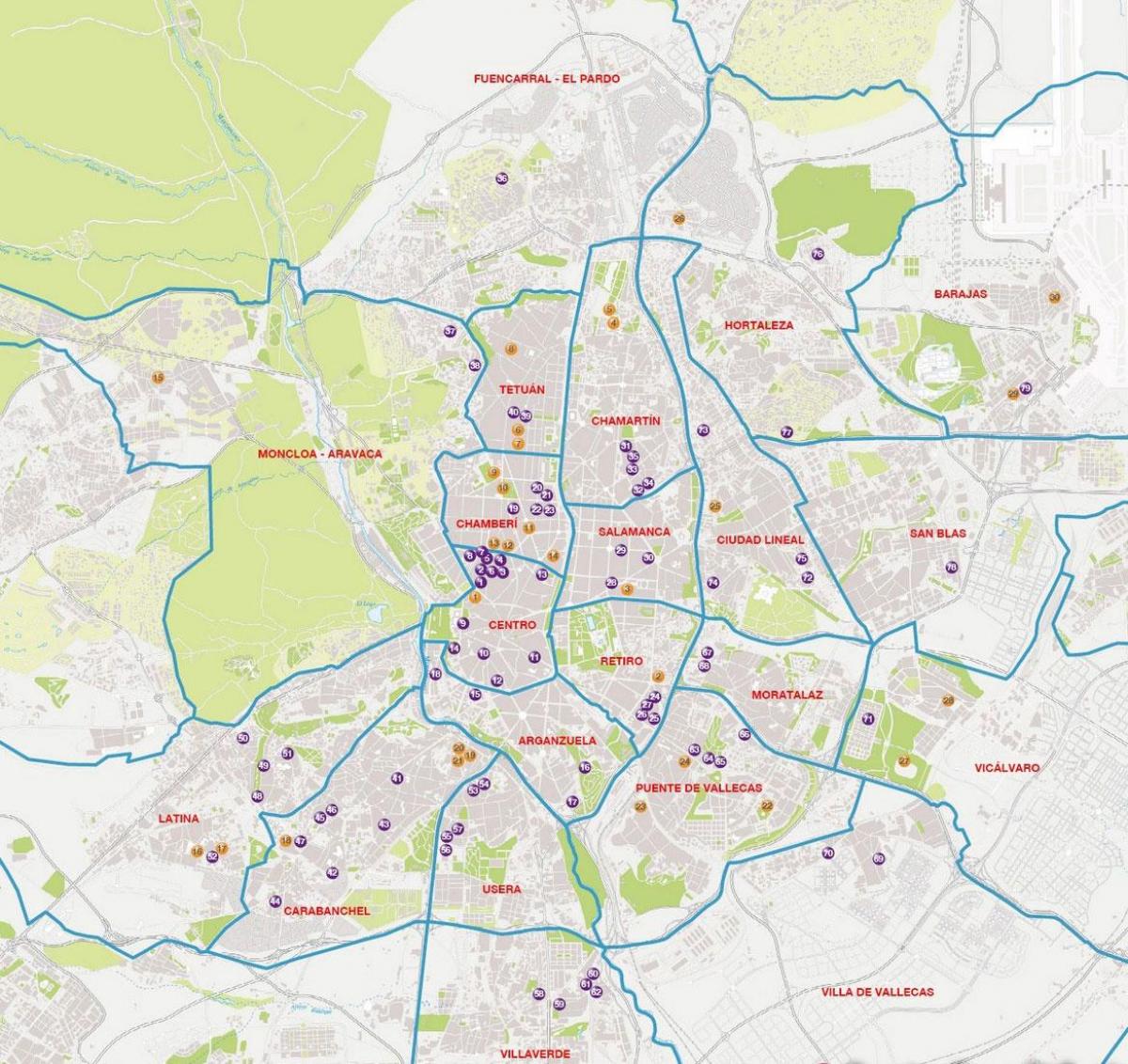 Karte von Madrid barrios