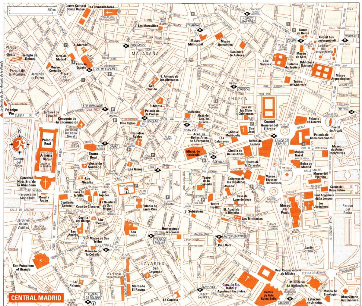 touristische Karte von Madrid Zentrum