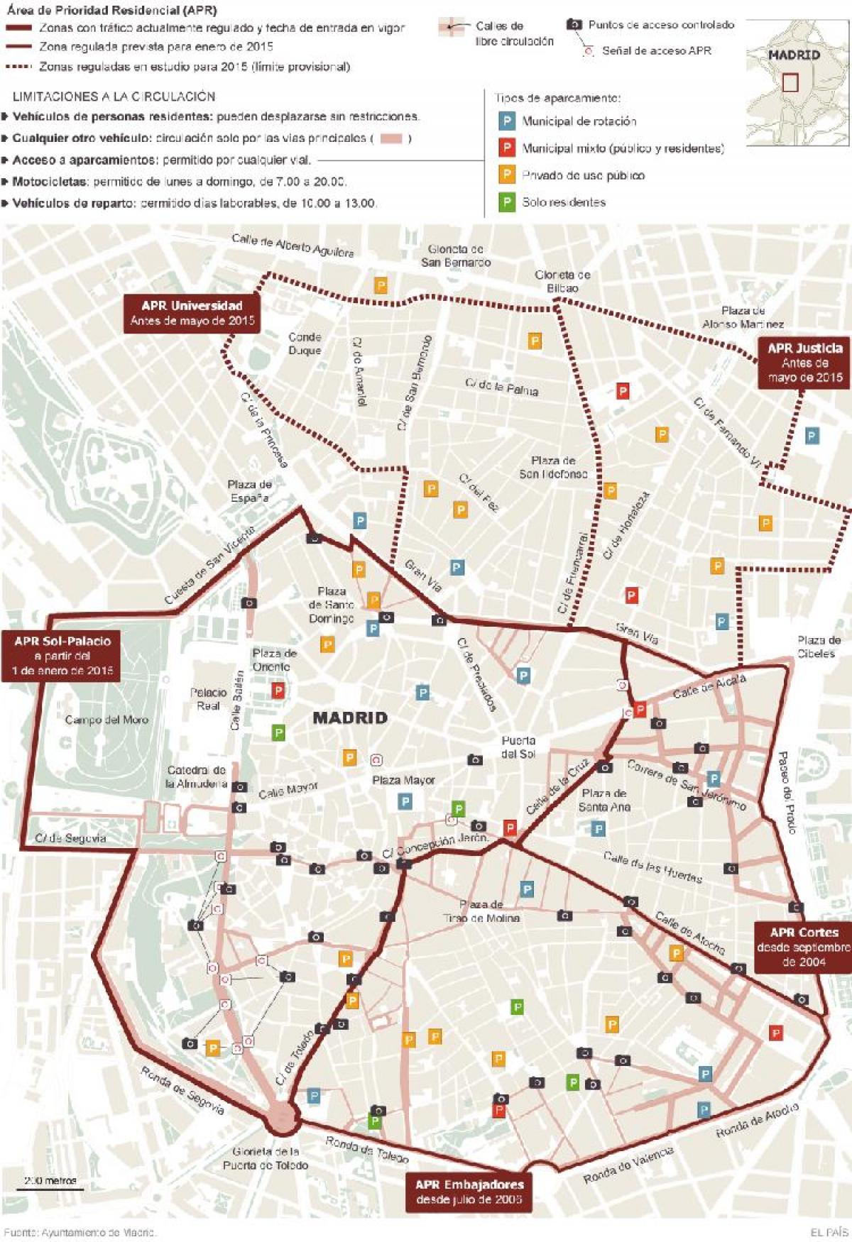 Karte von Madrid Parken