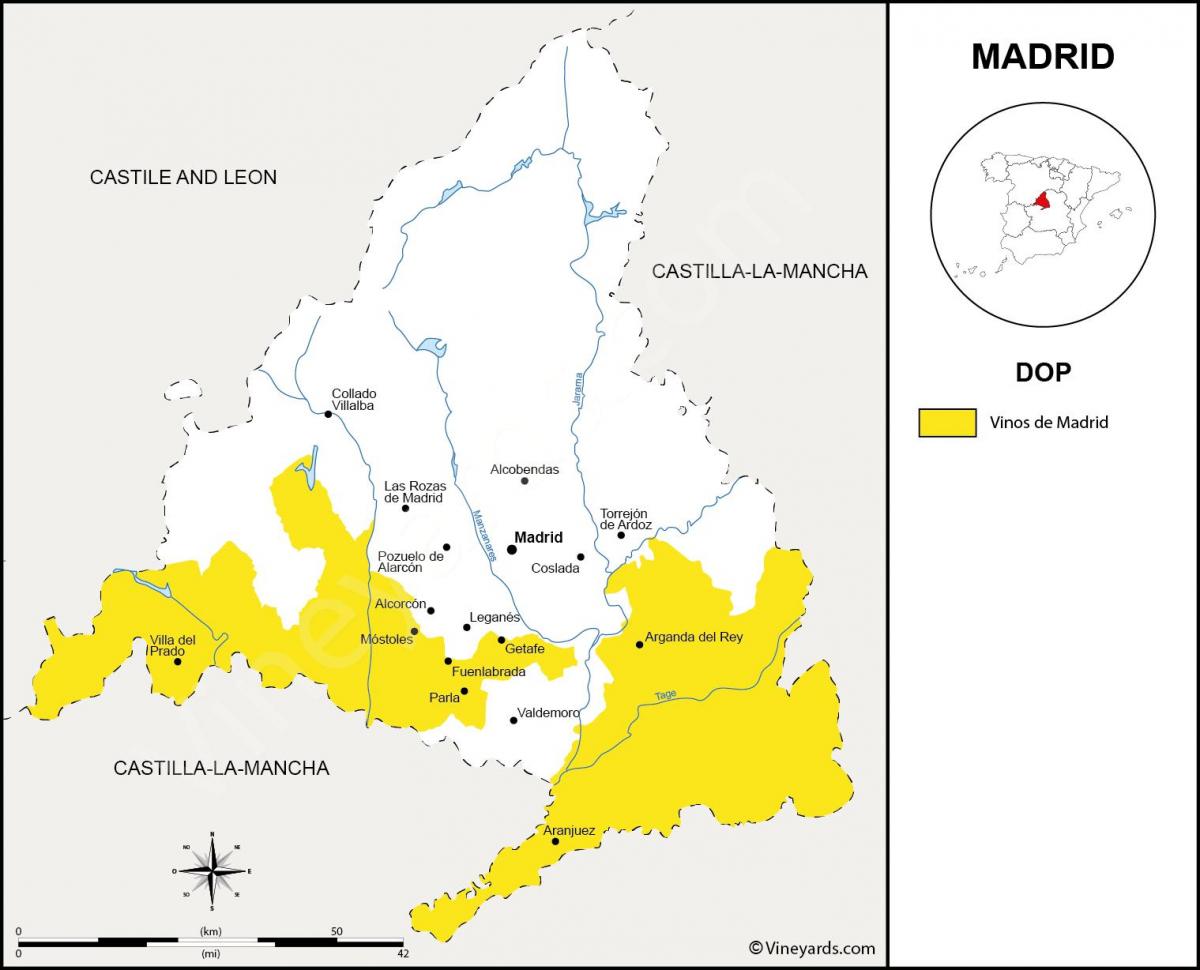 Karte der region Madrid