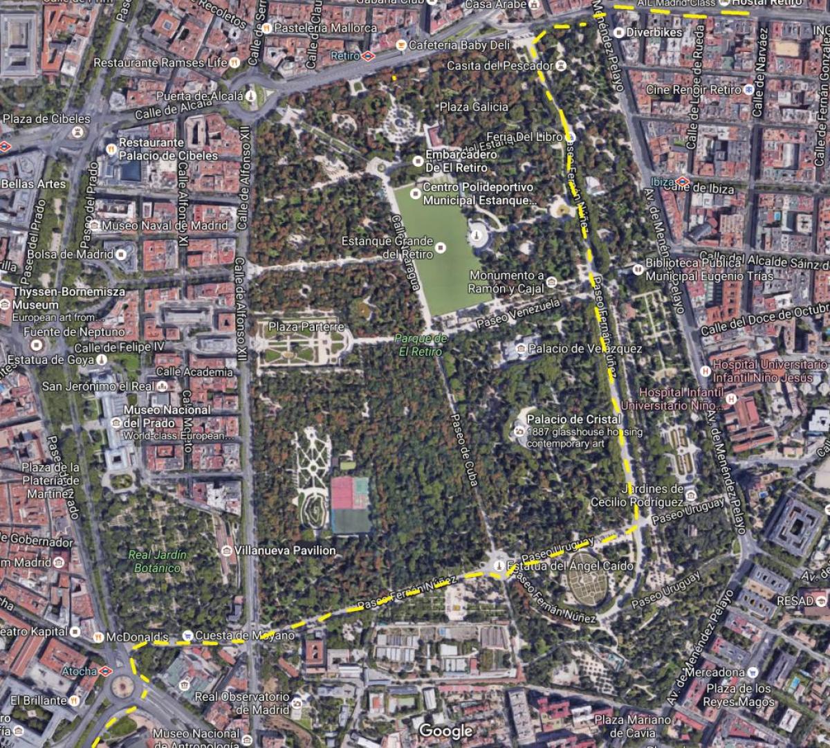 retiro park, Madrid Karte