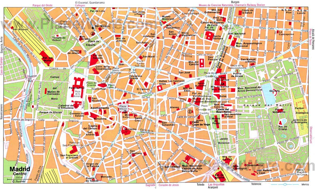 Das Stadtzentrum von Madrid street map