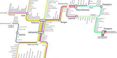 Karte der renfe-Zug zur Karte Madrid
