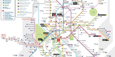 Karte von Madrid mit den öffentlichen Verkehrsmitteln